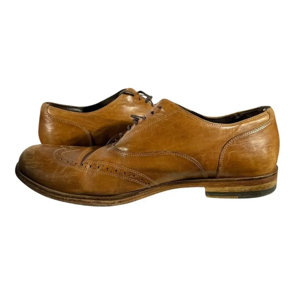 Cole Haan Leather Wingtip Oxford Brogue Dress Shoes Tan Brown Men’s 10.5M